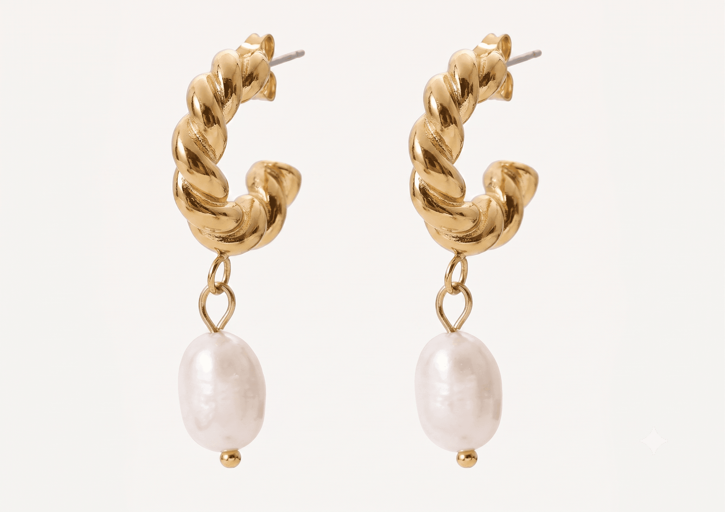 Pearl Drop Hoop Earrings